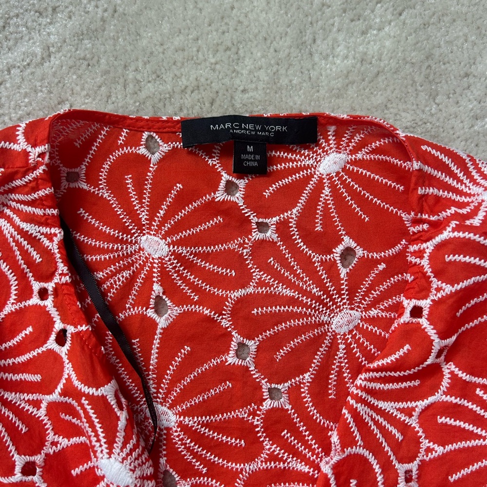 Andrew marc floral eyelet lace coral top - Picture 3 of 3